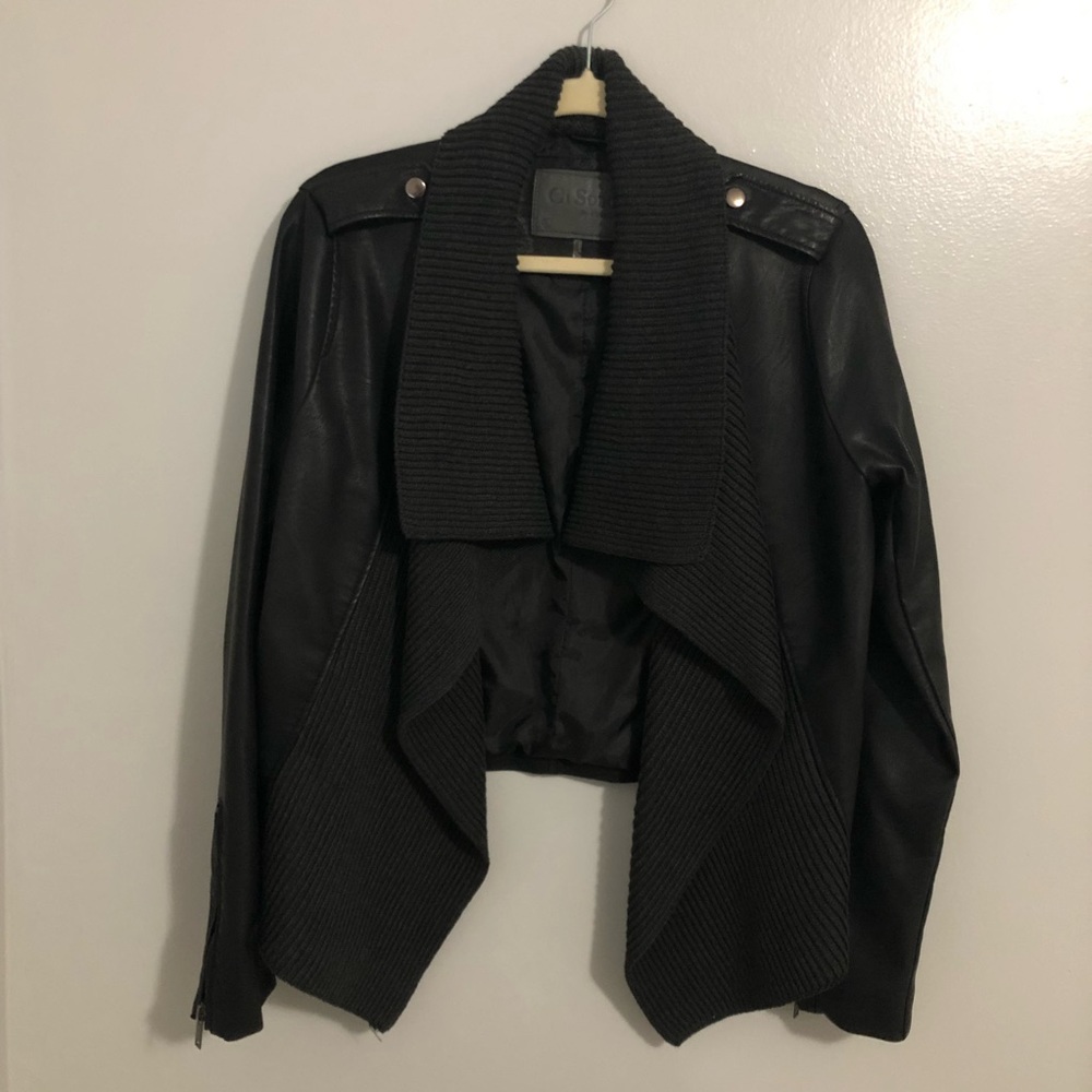 Ci Sono Black Faux Leather Jacket Size Large